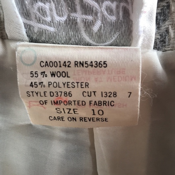 Vintage Tan F Jay gray & cream striped wool blazer Sz 10 office career business - Picture 11 of 13